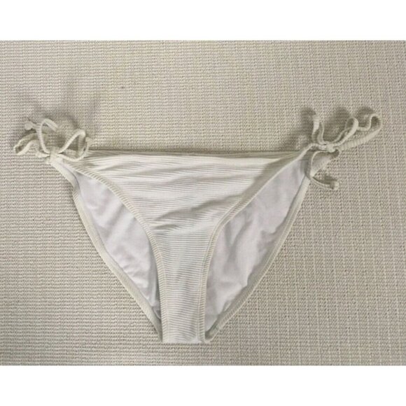 Heat String Bikini Bottom Women Size XL White Ribbed Tie Side New with Tags - Picture 2 of 13